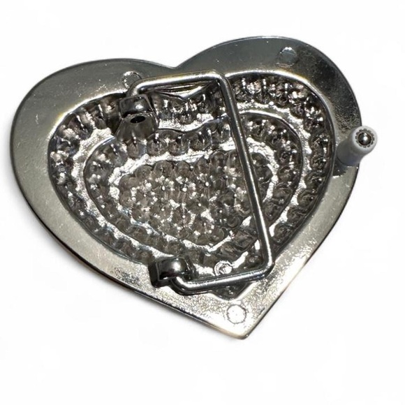 NWOT Silver Rhinestone Heart Belt Buckle - Picture 2 of 5